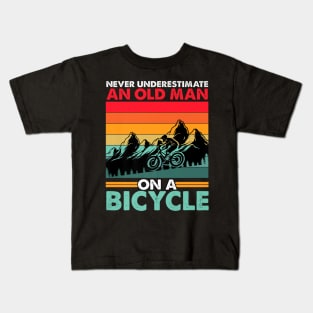 Never Underestimate An Old Guy With A Bicycle Kids T-Shirt